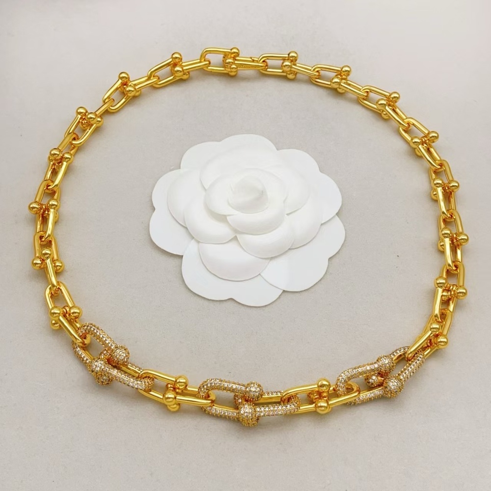 Tiffany & Co. Gold-Detailed Diamond Gradual-Shaped Hoop Necklace - Picture 4 of 5